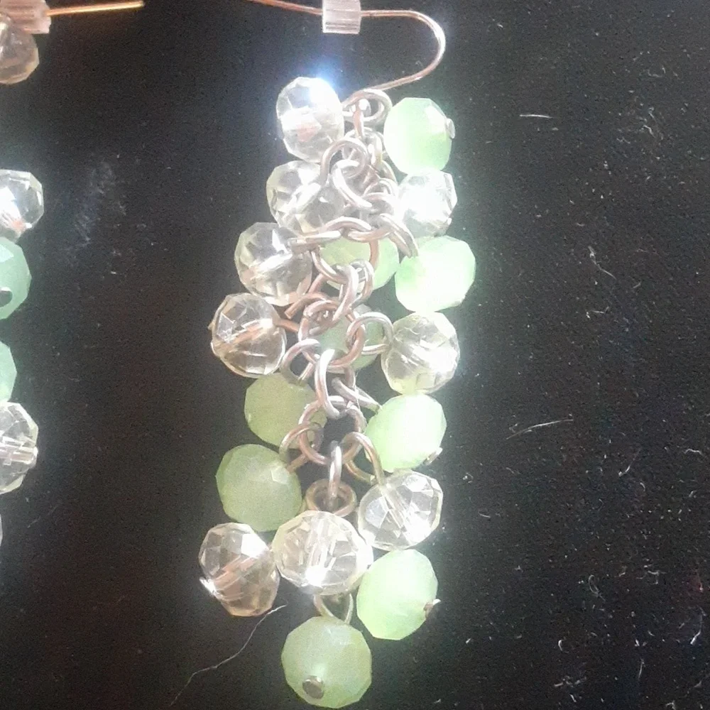 Elegant Green and Clear Dangle Earrings